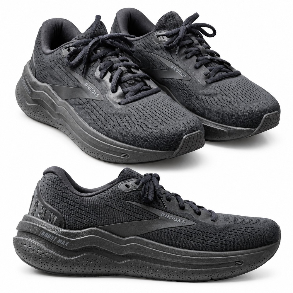 BROOKS Ghost Max 2 Running Sneaker Sz Men/9.5D Wmn/8.5D Triple Black Max Cushing